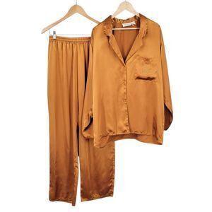 Victoria's Secret Gold Label Vintage Satin Pajamas Set in Copper